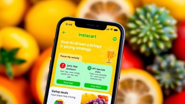 Instacart app interface highlighting AI pricing deals and strategies.