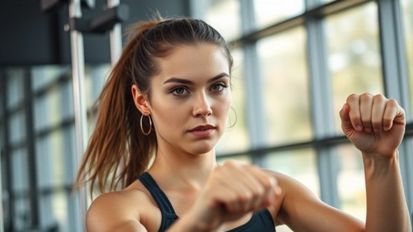 Woman performing lat pulldown at gym, exercise advice for rotator cuff health.