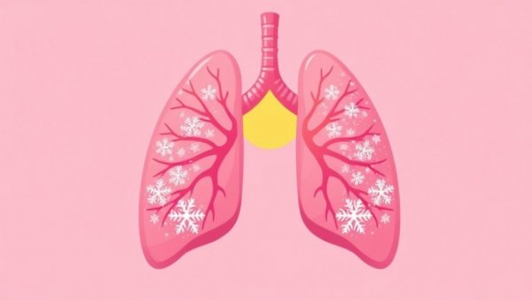Illustration of lungs with sun and snow symbols showing seasonal effects, related to temperature and humidity effects on IPF symptoms.