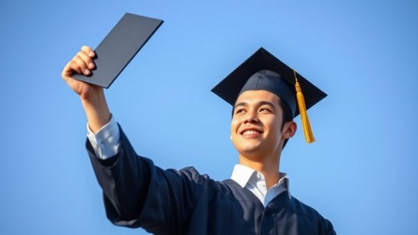 Graduate holding diploma under blue sky for European deep tech university spinouts.