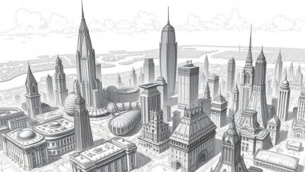 Futuristic 1962 sketch of Columbus city predictions