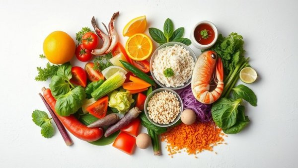 Vibrant Asian diet ingredients showcasing benefits.