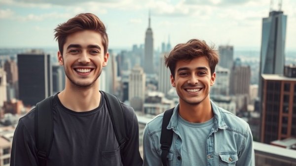Two men on rooftop showcasing AI scheduling solution Blockit.