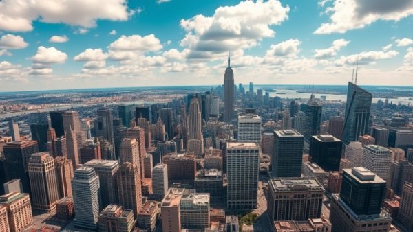 Aerial view of urban skyline representing U-Haul Migration Rankings.