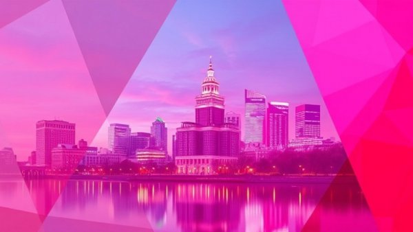 Columbus skyline with abstract geometric background, family-friendly events ambiance.