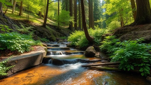 Serene creek in forest near adults-only hotel Hocking Hills.