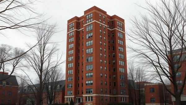 OSU dorm tower against overcast sky, awaiting demolition.
