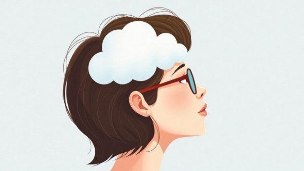 Abstract illustration symbolizing Major Depressive Disorder with cloud and open head.