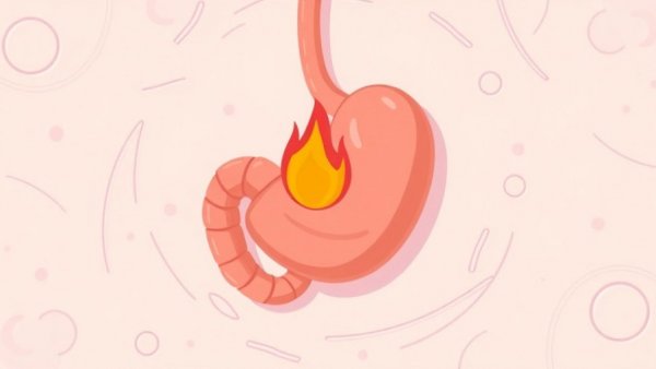 Illustration of heartburn, key GERD symptom, in a cartoon style.