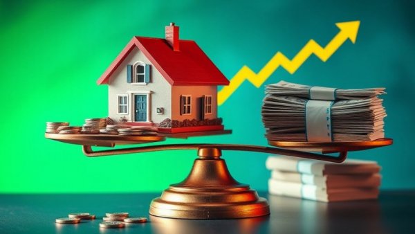 Conceptual art of making millions in real estate with scales.