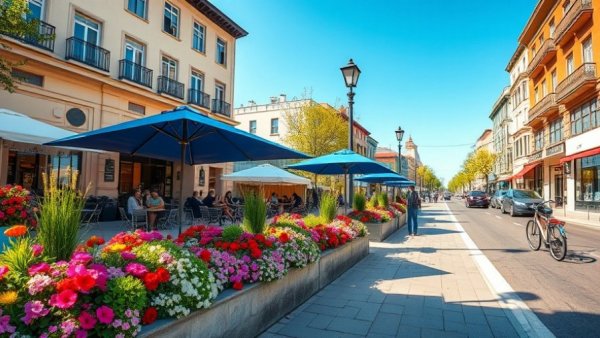 Colorful outdoor seating on vibrant street in Hilliard, Ohio