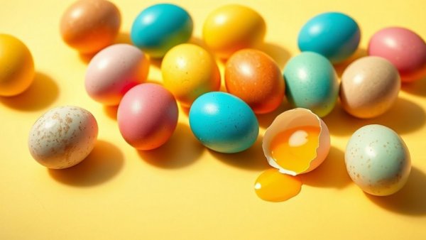 Colorful Easter eggs on pastel background, are they safe to eat?