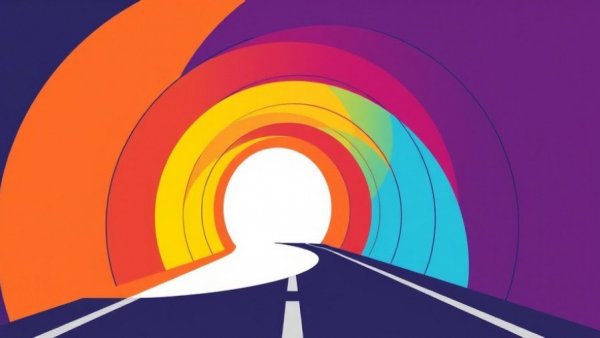 Abstract stylized tunnel with bold colorful design