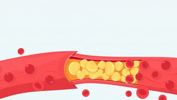 Illustration of cholesterol plaque in artery for high cholesterol symptoms and causes.