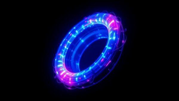 Futuristic fusion energy concept with glowing toroidal structure.