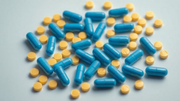 Weight loss pills scattered on a flat surface.