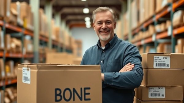 Mid-Ohio Food Collective CEO retirement portrait in warehouse setting.