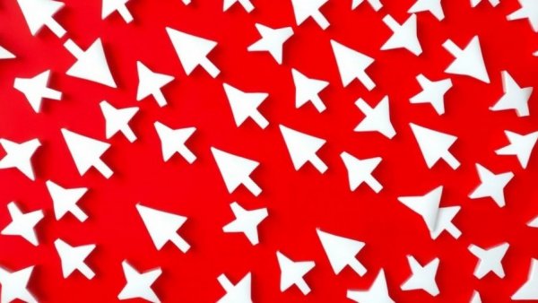 Cursor arrows on red background highlighting US healthcare data.