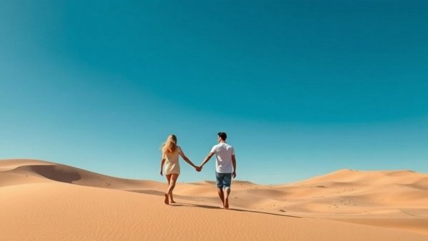 Young couple embracing financial independence at 25 in desert