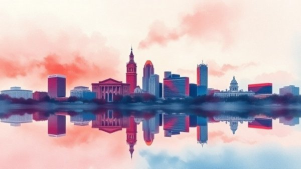 Artistic watercolor of Columbus skyline symbolizing family-friendly events Memorial Day weekend.