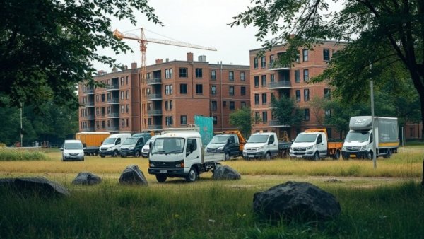 Columbus apartment development area with construction vehicles.