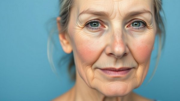 Close-up image showing menopause-related rosacea symptoms.