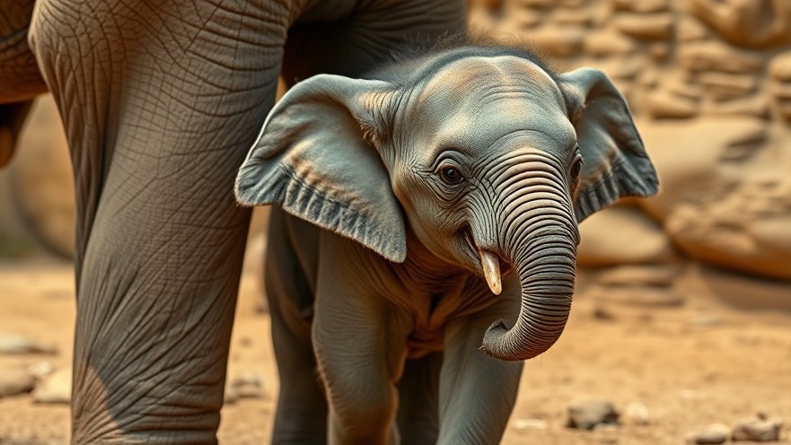 Newborn baby elephant engaged with its mother, highlighting Columbus Community Engagement in Asian Elephant Conservation.