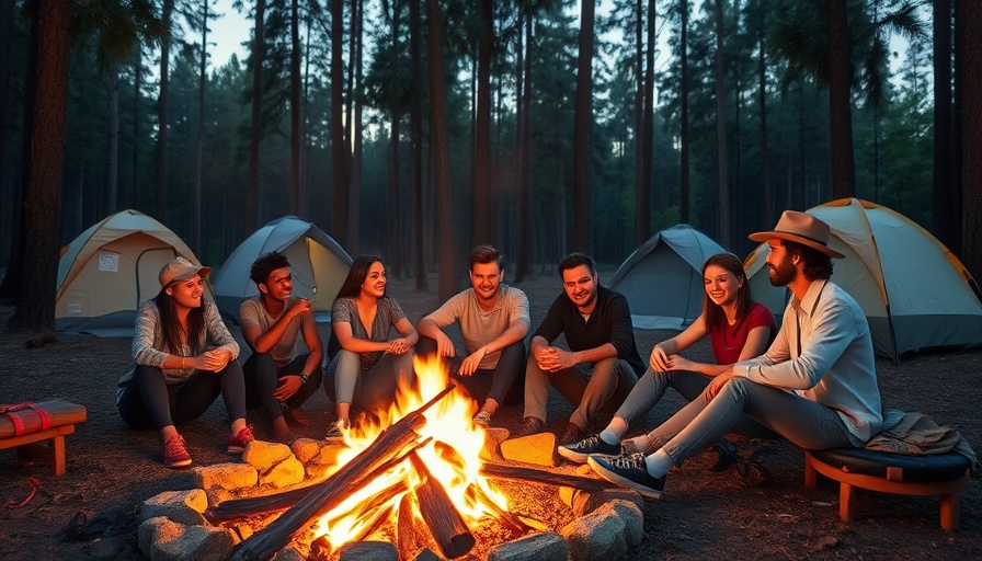 Campers around a fire in Central Ohio.