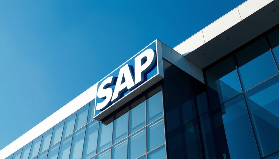 SAP's building with logo against clear blue sky.