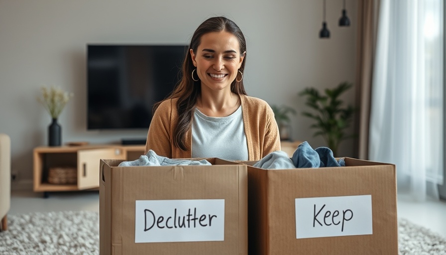 Woman quickly decluttering her home, sorting clothes.