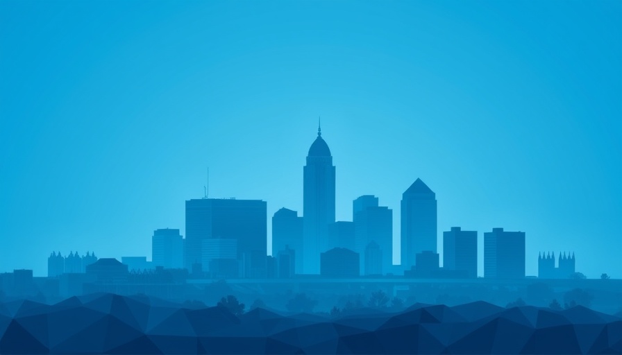 Abstract city skyline of Columbus, Ohio, geometric style.