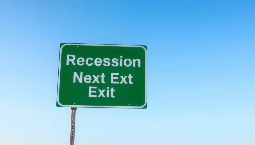 Highway sign indicating 'Recession Next Exit', highlighting economic concerns.