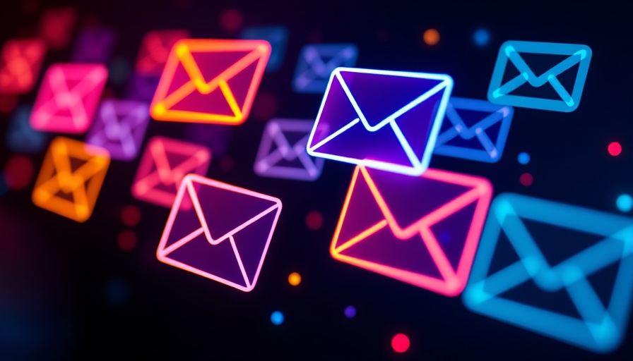 Vibrant neon email icons symbolize AegisAI email security.