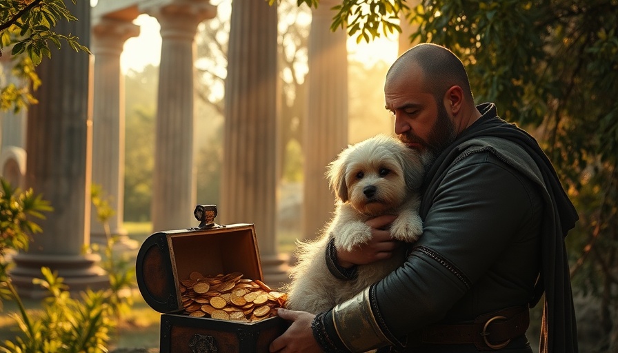 Man and dog discovering treasure in ancient ruins, symbolic of venture capital investment terms.