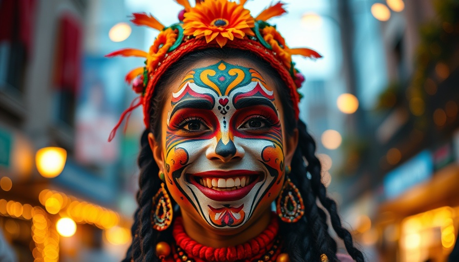 Person in festive Halloween face paint at event in Columbus.