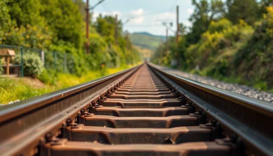 Close-up of Ohio railway tracks amidst greenery, showcasing the passenger rail expansion.