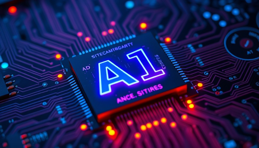 Vibrant digital microchip with AI letters on a circuit board, semiconductor imports.