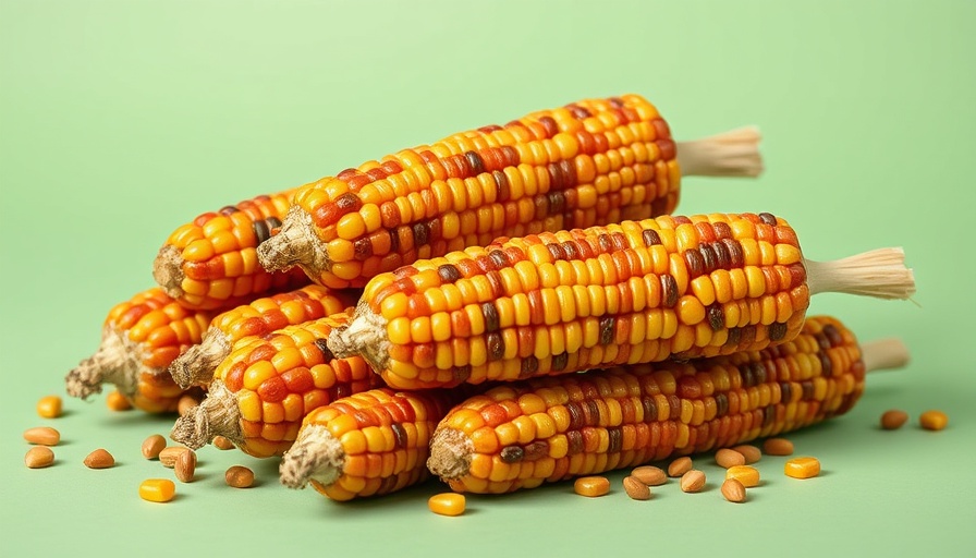 Vibrant guinea corn piled on mint-green background showcases nutritional benefits.