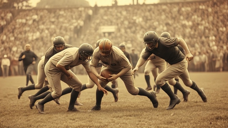 Historic American football match showcasing Columbus sports history with early teams.
