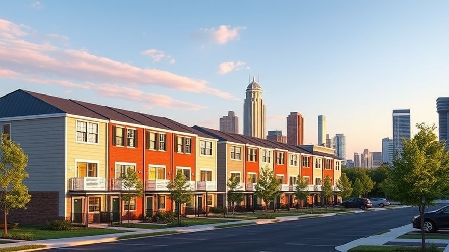 Vibrant multifamily duplex homes with Columbus skyline, highlighting Central Ohio housing trends.