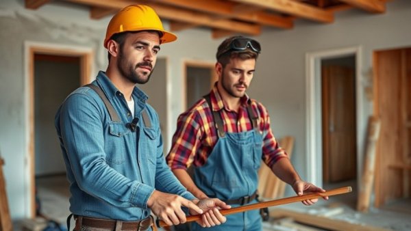 Construction workers renovating a floor in 100 Day Dream Home.