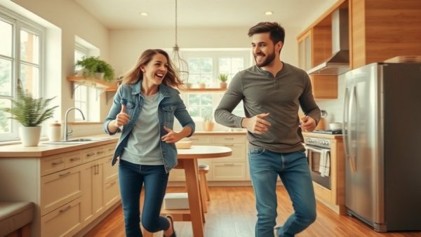 Couple in a modern home engaging in tasks, 100 Day Dream Home.