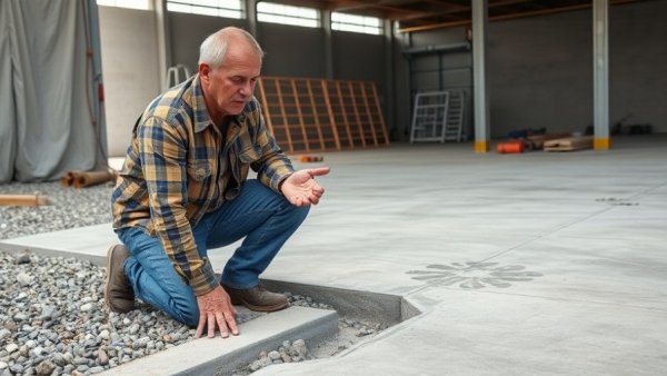 Man demonstrates concrete floor solution to prevent cracking.