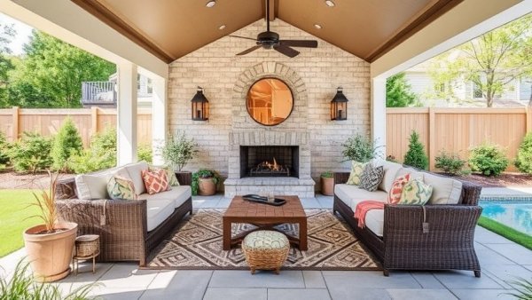 Who wouldn’t want to lounge here all day? We’re obsessed with this incredible outdoor oasis created by Total Grounds! Th...