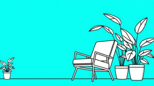 Color and Lighting in Interior Design illustration with chair and plants.