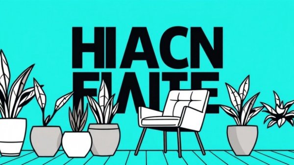 Minimalist Clearwater interior design line art on aqua background