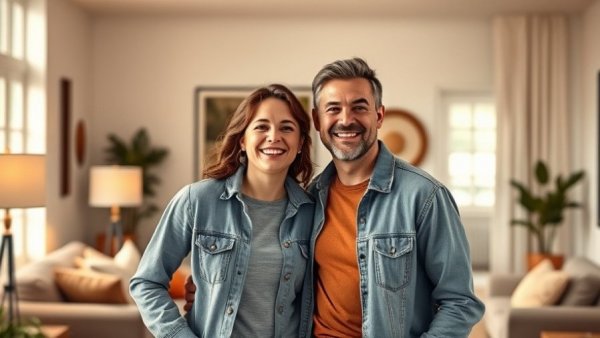 HGTV 100 Day Dream Home promo with smiling couple and warm modern living room.