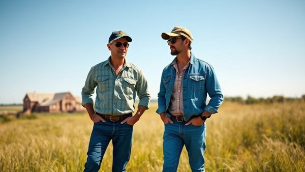 Men at construction site contemplating dream home building.