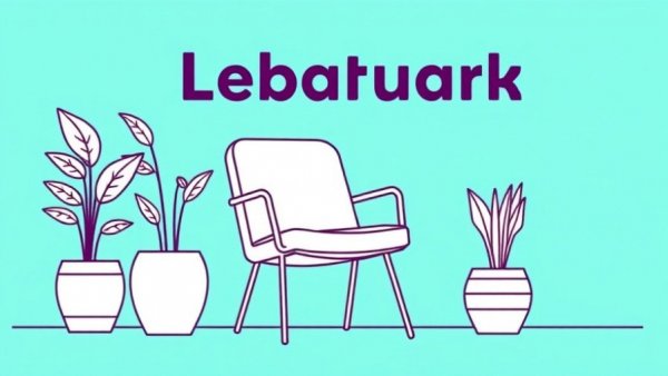 Minimalist line art of chair and plants in home design.