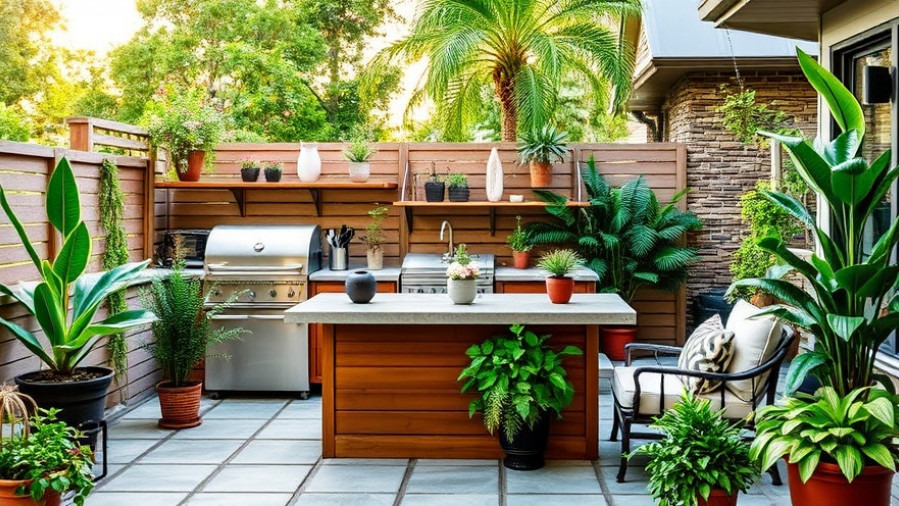 Luxury outdoor living spaces featuring lush container plants for modern deck and patio trends.
